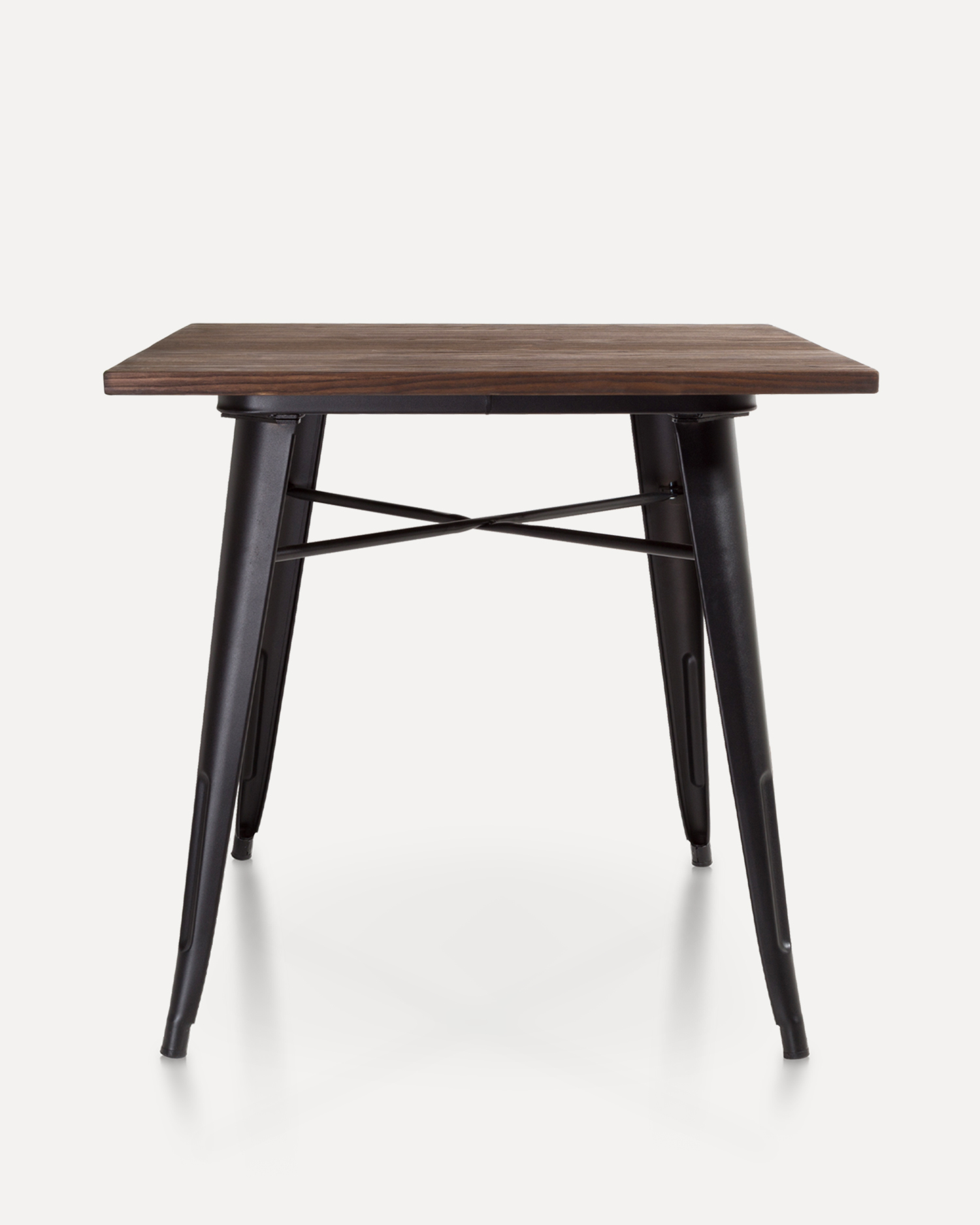 Neliöpuu ruokapöytä metallisilla jaloilla Neliöpuu ruokapöytä metallisilla jaloilla